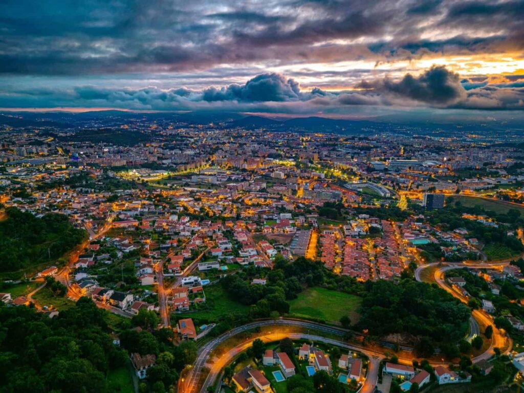 Vista aérea da cidade de Braga