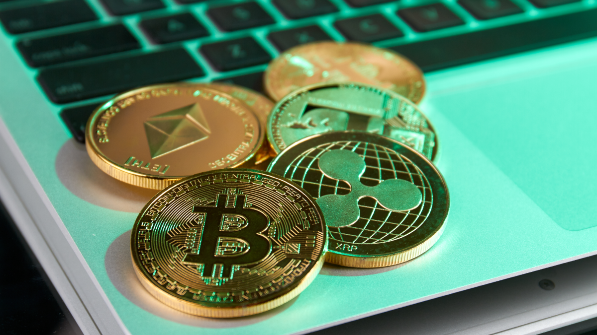 Criptomoedas num computador portátil