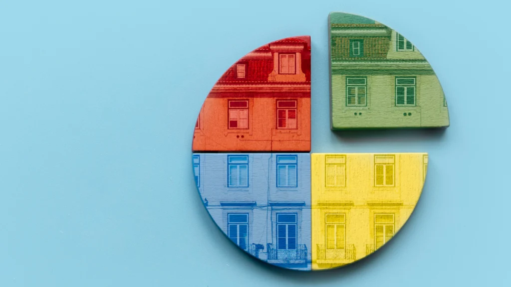 Mais-valias de quinhões hereditários: AT impõe imposto na venda de bens específicos Imagem ilustrativa da divisão de um edifício em várias porções iguais