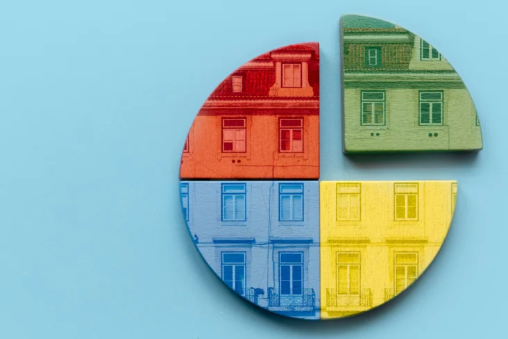 Imagem ilustrativa da divisão de um edifício em várias porções iguais