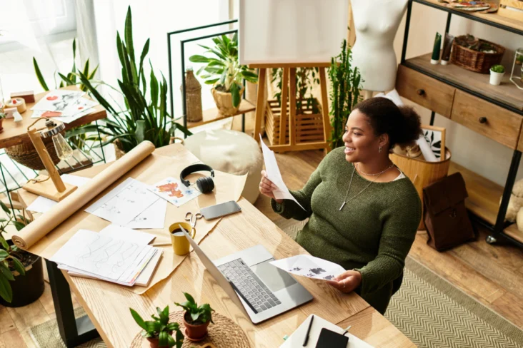 Freelancer a trabalhar no seu escritório em casa